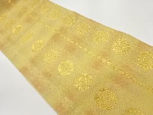 縞に華文模様織出し袋帯